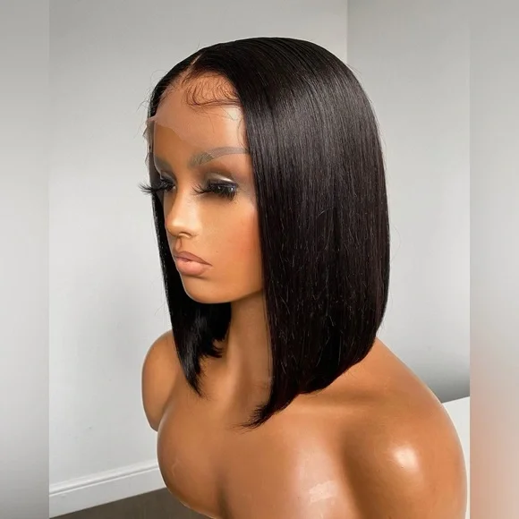 12” Straight Wig13x4 Medium Brown Lace Frontal100% Human Hair
